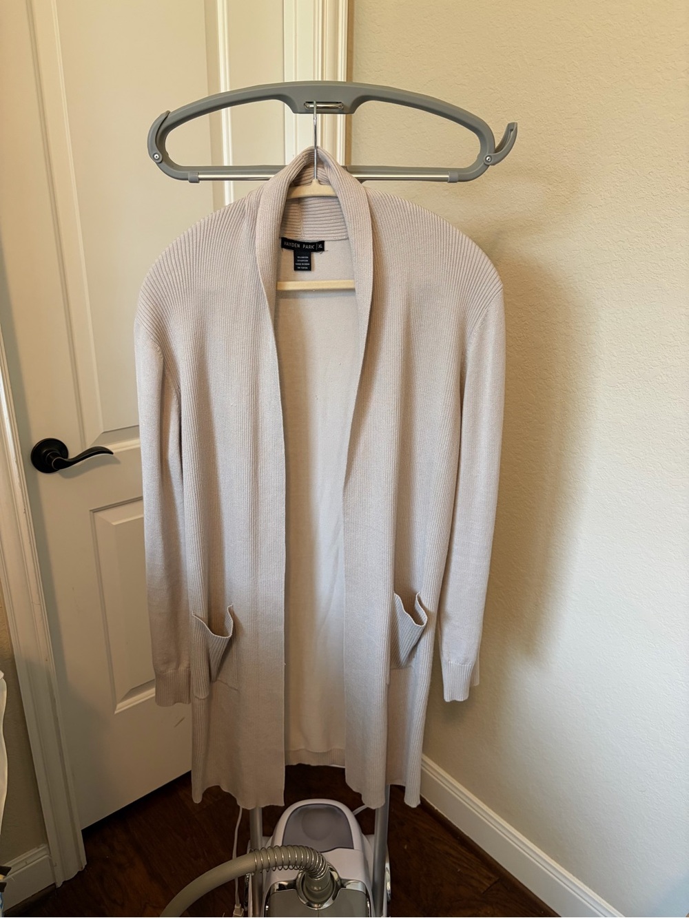 Beige Taupe Open-Front Long Cardigan